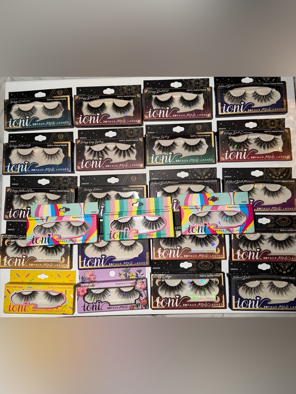ioni Faux Mink 3D Lashes – Black. Multiple styles. 23 pairs total.